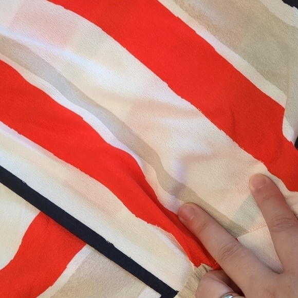 Zara wrap color block red white striped blouse - Picture 8 of 9